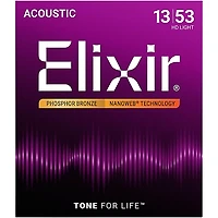 Elixir Phosphor Bronze Acoustic Guitar Strings With NANOWEB Coating, HD Light (.013-.053)
