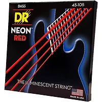 DR Strings Hi-Def NEON Red Coated Medium 4-String (45-105) Bass Guitar Strings