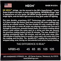 DR Strings Hi-Def NEON Coated Medium 5-String (45-125) Bass Guitar Strings