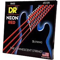 DR Strings Hi-Def NEON Coated Medium 5-String (45-125) Bass Guitar Strings