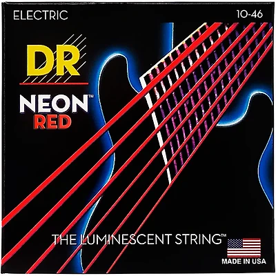 DR Strings Hi-Def NEON Red Coated Medium (10-46) Electric Guitar Strings