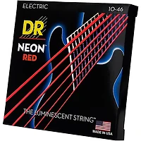 DR Strings Hi-Def NEON Red Coated Medium (10-46) Electric Guitar Strings
