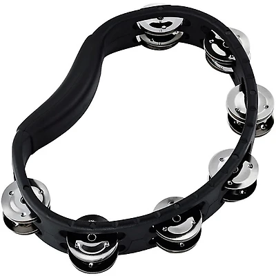 MEINL Handheld Guiro Tambourine With Double-Row Steel Jingles Black