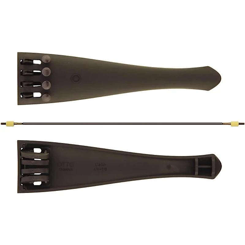 Otto Musica Carbon Composite Cello Tailpiece with Four Built-In Fine Tuners and Braided Steel Tailgut