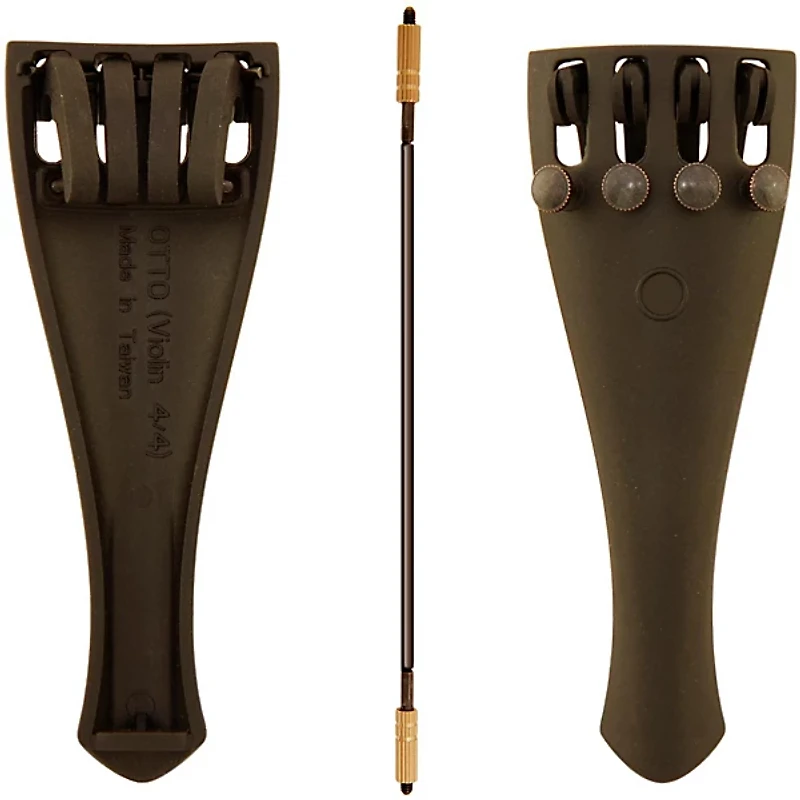 Otto Musica Carbon Composite Violin Tailpiece with Four Built-In Fine Tuners and Braided Steel Tailgut