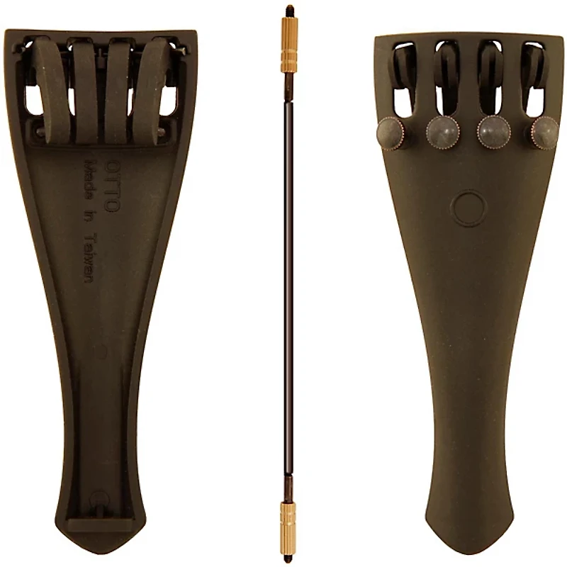 Otto Musica Carbon Composite Viola Tailpiece with Four Built-In Fine Tuners and Braided Steel Tailgut 16-17-in. Viola
