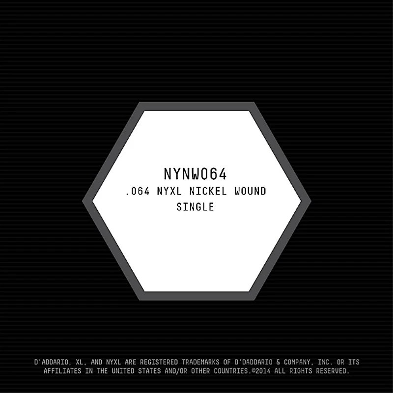 D'Addario NYXL Single Wound 064 Electric Guitar Strings Nickel