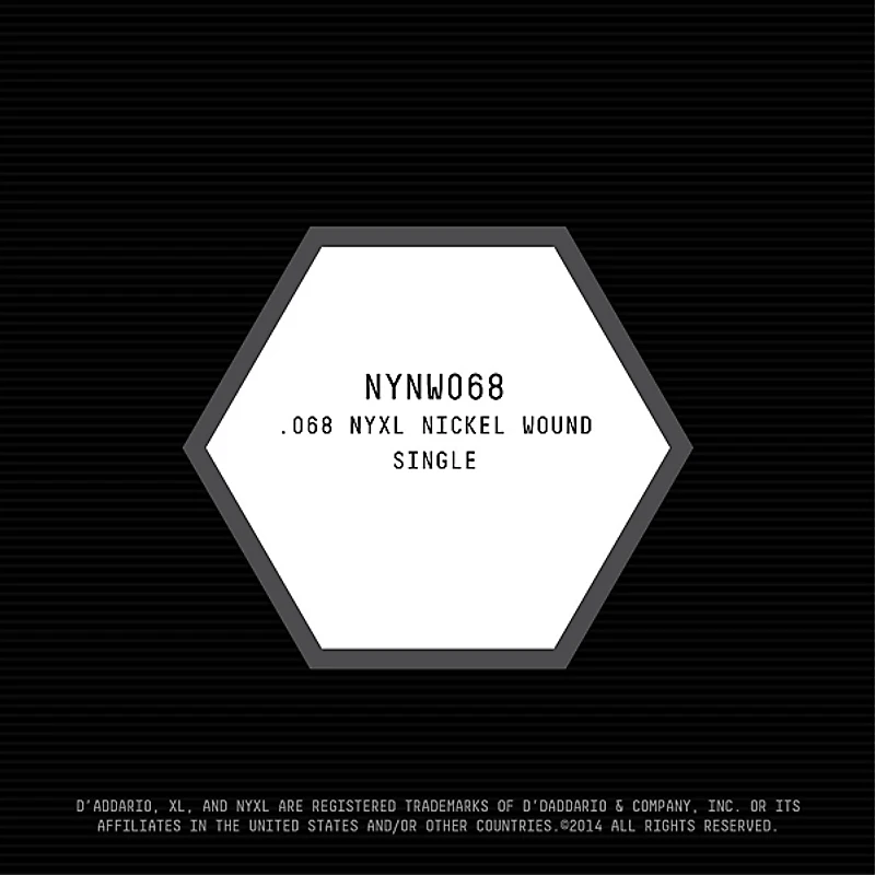 D'Addario NYNW068 NYXL Nickel Wound Electric Guitar Single String, .068