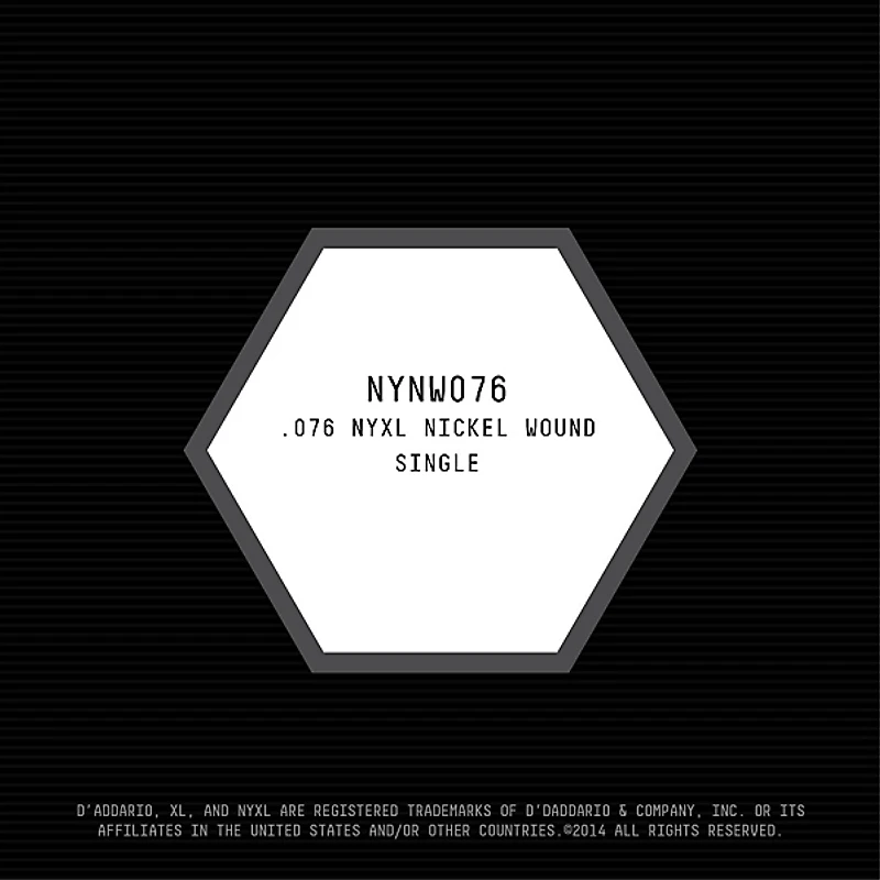 D'Addario NYNW076 NYXL Nickel Wound Electric Guitar Single String, .076