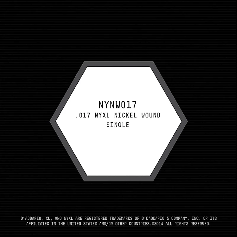 D'Addario NYNW017 NYXL Nickel Wound Electric Guitar Single String, .017