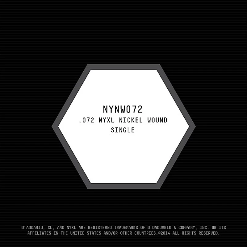 D'Addario NYNW072 NYXL Nickel Wound Electric Guitar Single String, .072