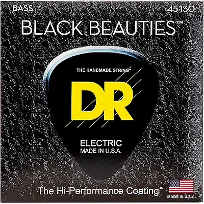 DR Strings BLACK BEAUTIES  Black Coated 5-String Bass Strings Medium (45-130)