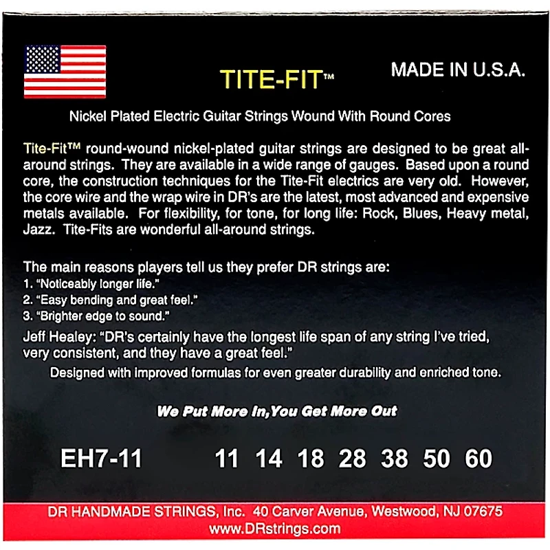 DR Strings Tite-Fit Nickel Plated 7-String Electric Guitar Strings Heavy (11-60)