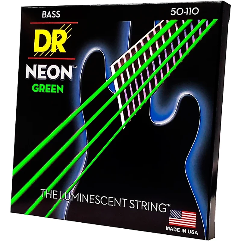 DR Strings Hi-Def NEON Green Coated 4-String Bass Strings Heavy (50-110)
