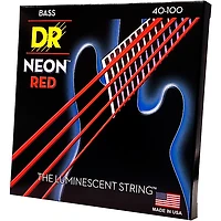 DR Strings Hi-Def NEON Red Coated Lite Bass Strings (40-100)