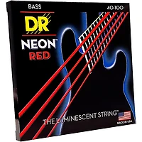 DR Strings Hi-Def NEON Red Coated Lite Bass Strings (40-100)