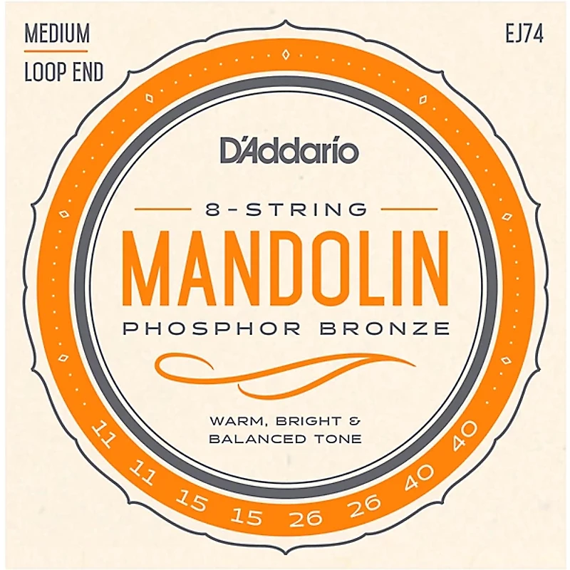 D'Addario EJ74 Phosphor Bronze Medium Mandolin Strings (11-40)