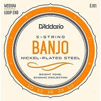 D'Addario EJ61 Nickel 5-String Medium Banjo Strings (10-23)