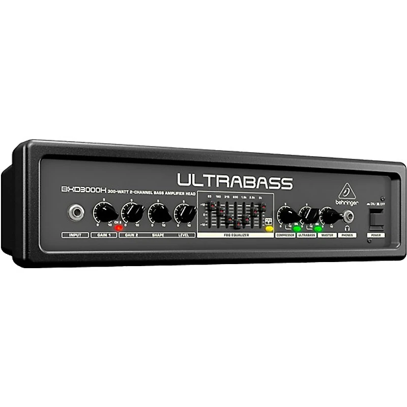 Behringer Ultrabass 300W 2-Channel 7-Band FBQ Equalizer Bass Amplifier Head Black