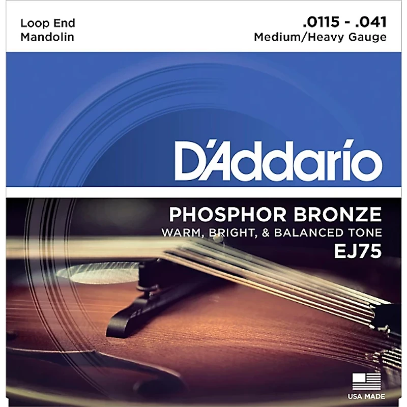 D'Addario EJ75 Phosphor Bronze Medium/Heavy Mandolin Strings (11.5-41)