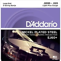 D'Addario EJ60+ Nickel Light Plus 5-String Banjo Strings (9.5-20)