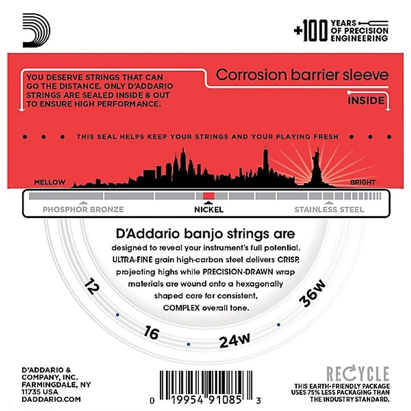 D'Addario EJ63i Nickel Irish Tenor Banjo Strings (9-30)