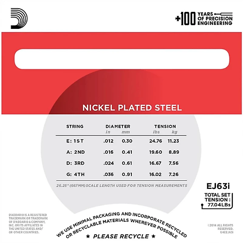 D'Addario EJ63i Nickel Irish Tenor Banjo Strings (9-30)