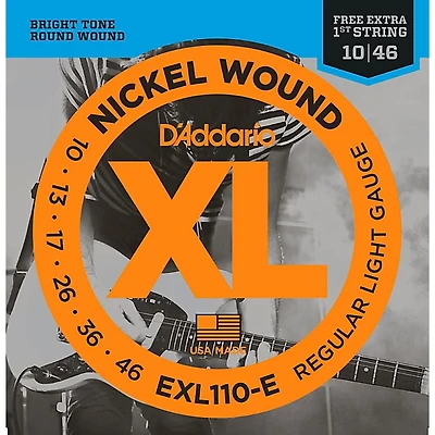 D'Addario EXL110-E Bonus Pack: Light Electric Guitar Strings With Bonus High E String (10-46)