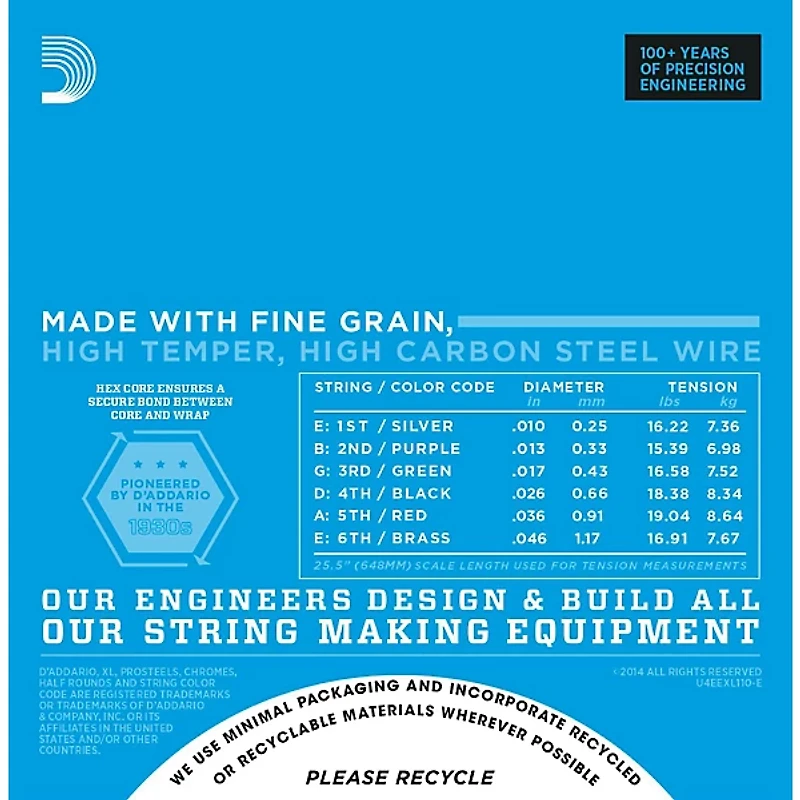 D'Addario EXL110-E Bonus Pack: Light Electric Guitar Strings With Bonus High E String (10-46)