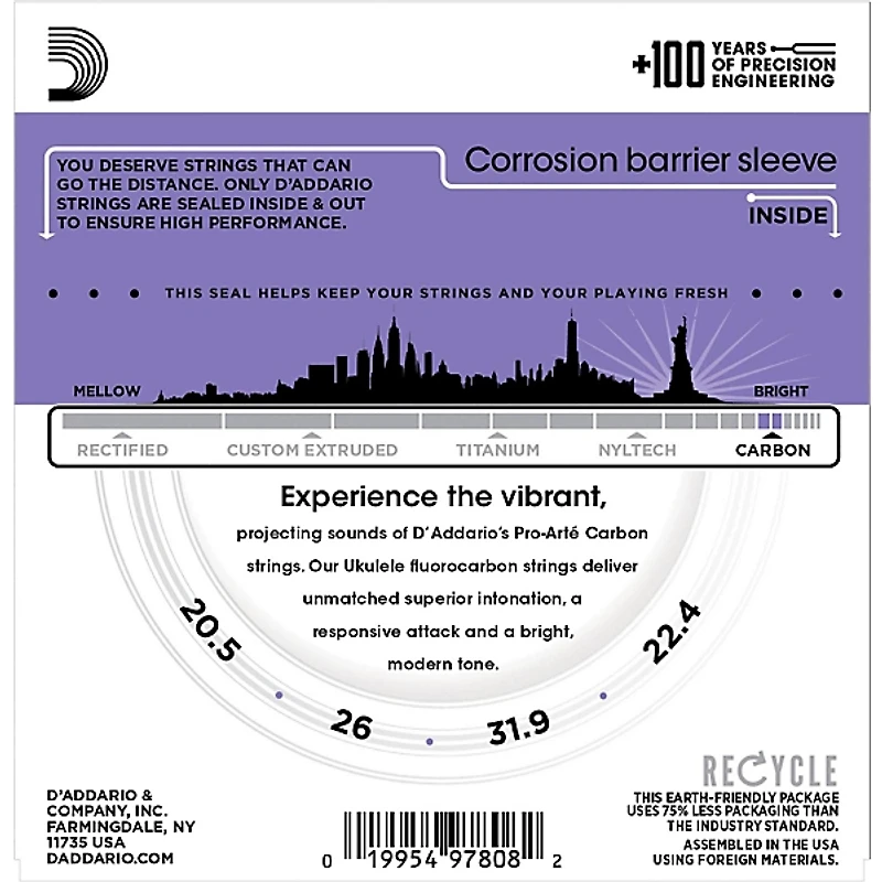 D'Addario EJ99SC Pro-Arte Carbon Soprano/Concert Ukulele Strings