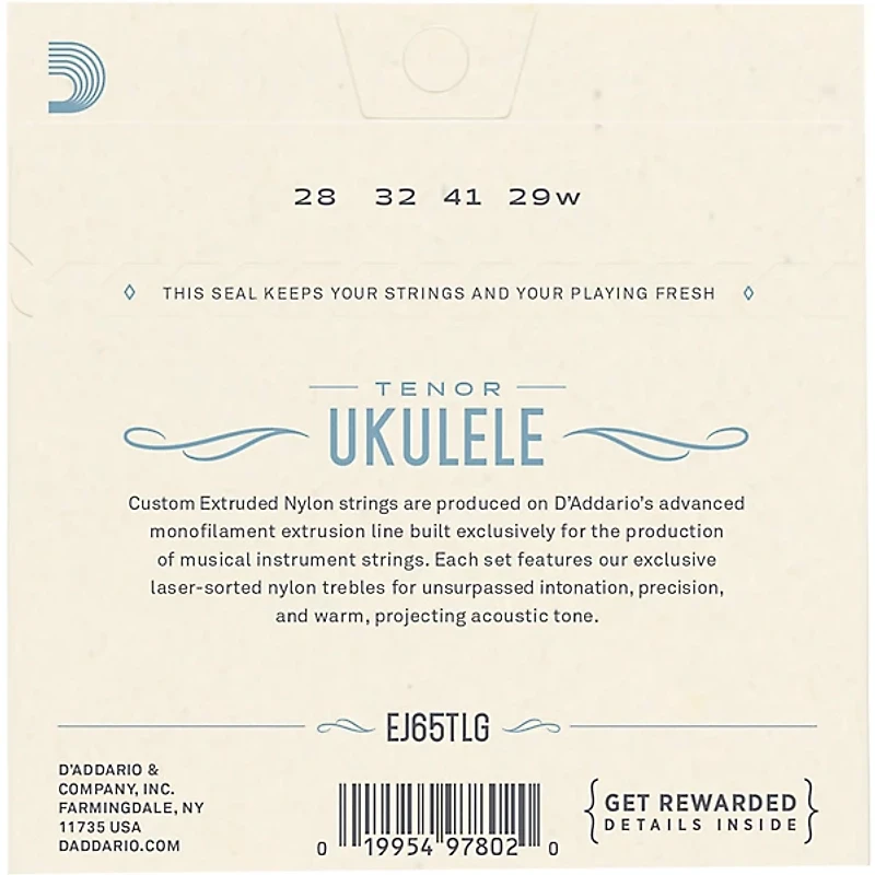D'Addario EJ65TLG Pro-Arte Custom Extruded Tenor Low G Nylon Ukulele Strings