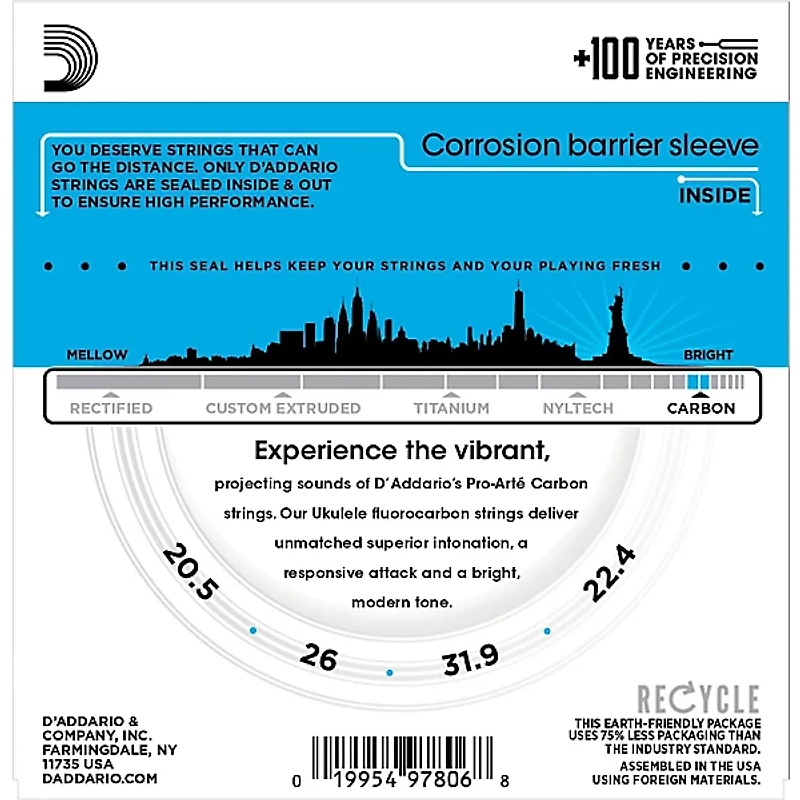 D'Addario EJ99T Pro-Arte Carbon Tenor Ukulele Strings