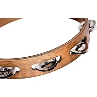 MEINL Wood Tambourine with Single Row Stainless Steel Jingles 10 in. Walnut Brown