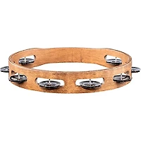 MEINL Wood Tambourine with Single Row Stainless Steel Jingles 10 in. Walnut Brown