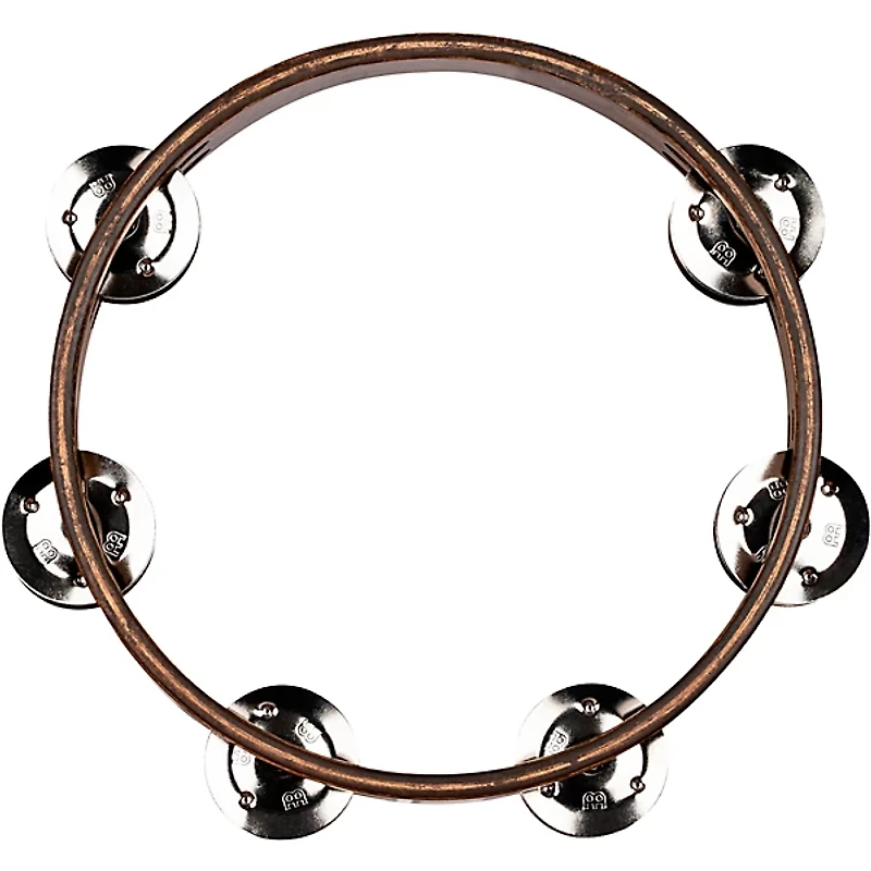 MEINL Compact Wood Tambourine with Double Row Stainless Steel Jingles 8 in. Walnut Brown