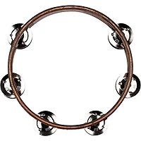 MEINL Compact Wood Tambourine with Double Row Stainless Steel Jingles 8 in. Walnut Brown