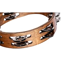 MEINL Compact Wood Tambourine with Double Row Stainless Steel Jingles 8 in. Walnut Brown