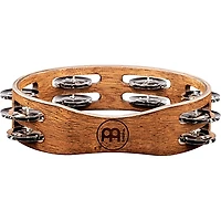 MEINL Compact Wood Tambourine with Double Row Stainless Steel Jingles 8 in. Walnut Brown