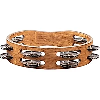 MEINL Compact Wood Tambourine with Double Row Stainless Steel Jingles 8 in. Walnut Brown