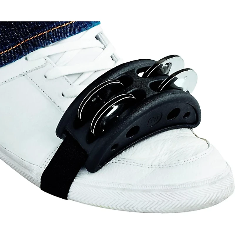 MEINL Compact Foot Tambourine with Steel Jingles Black