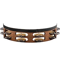 MEINL Headed Wood Tambourine with Double Row Steel Jingles 10 in. Walnut Brown
