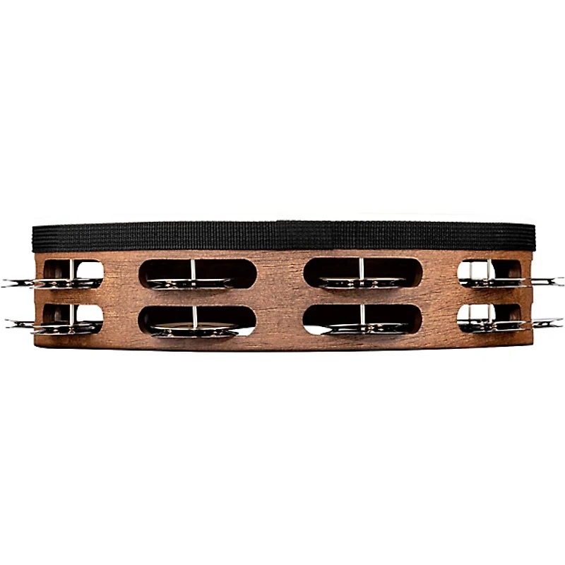 MEINL Headed Wood Tambourine with Double Row Steel Jingles 10 in. Walnut Brown