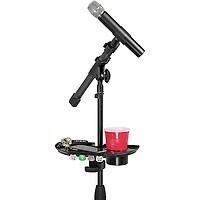 Gator Frameworks Microphone Stand Accessory Tray With Drink Holder and Guitar Pick Tab