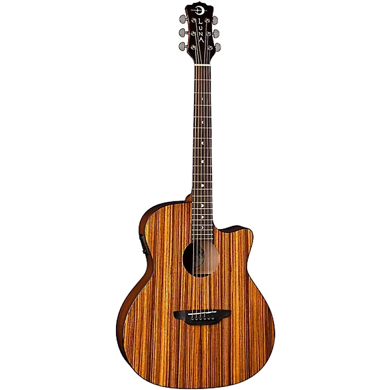 Luna Gypsy Zebra Grand Concert Acoustic-Electric Guitar Zebrawood