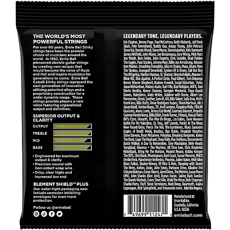 Ernie Ball 3721 Cobalt Regular Slinky Electric Guitar Strings 3-Pack