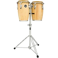 LP Junior Wood Congas with Chrome Hardware and Stand Natural