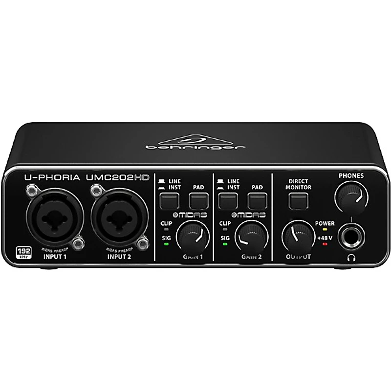 Behringer U-PHORIA UMC202HD Audiophile 2x2, 24-Bit/192kHz USB Audio Interface