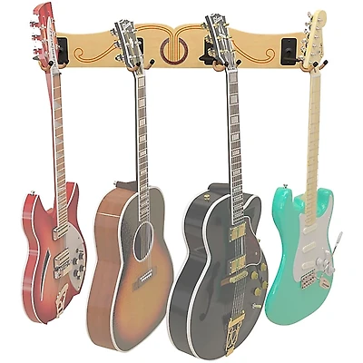 A&S Crafted Products Pro-File Wall Mounted Guitar Hanger for 4 Guitars