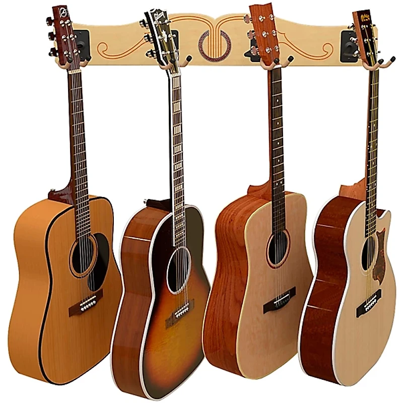 A&S Crafted Products Pro-File Wall Mounted Guitar Hanger for 4 Guitars
