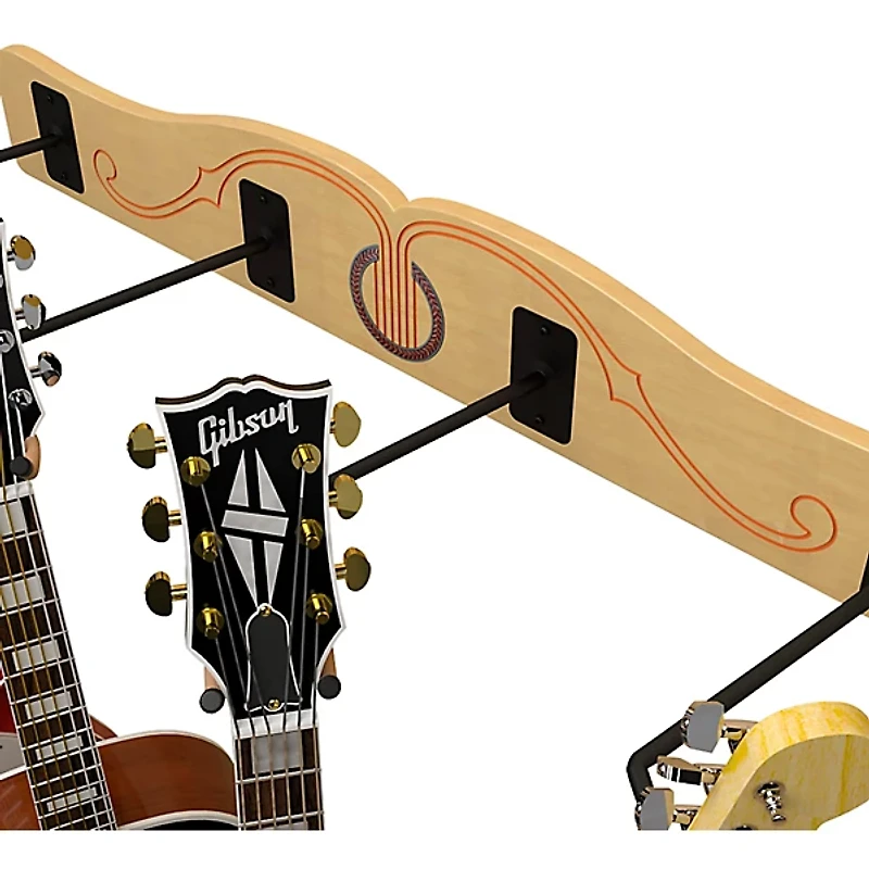 A&S Crafted Products Pro-File Wall Mounted Guitar Hanger for 4 Guitars